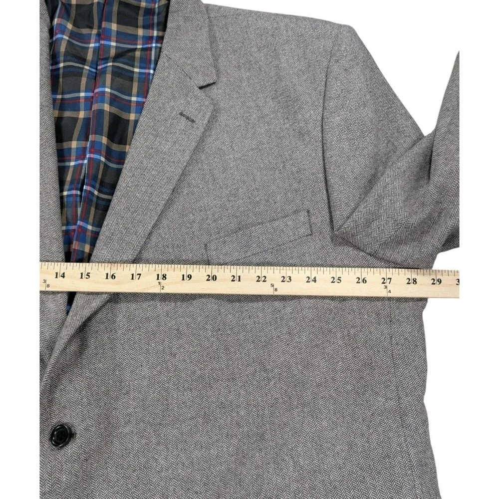 US Polo Assn Herringbone Tweed Blazer Mens 56R Gray Plaid Lined Sport Coat